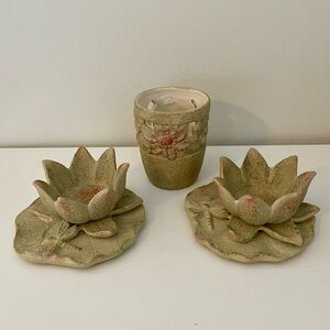 Yankee Candle Lotus Flower & Dragonfly Candle Holder Set